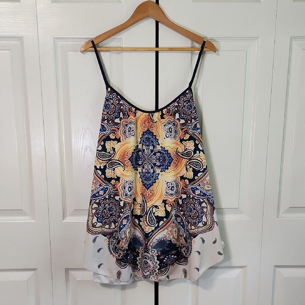 Emery Rose Womens Multi-Colored Tank Top Size 4XL Adjustable Straps Boho Aztec